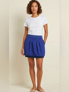 BCBGMaxAzria Royal Blue Pleated Bubble Mini Skirt